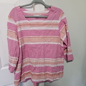 Habitat Top Womens Med Pink Short Sleeve Casual Basic Blouse Stretch